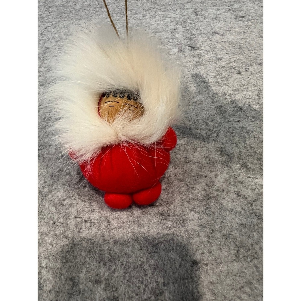 Alaska‎ Doll Memeluck Fur Ornament Wood Hand Painted Christmas 4.5"